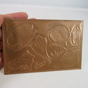 Kopper Kard Copper Postcard Sea shells Embossed Vintage